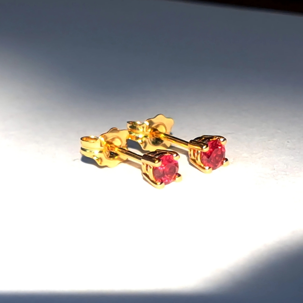 Burma Ruby Stud Earrings in 14k yellow gold